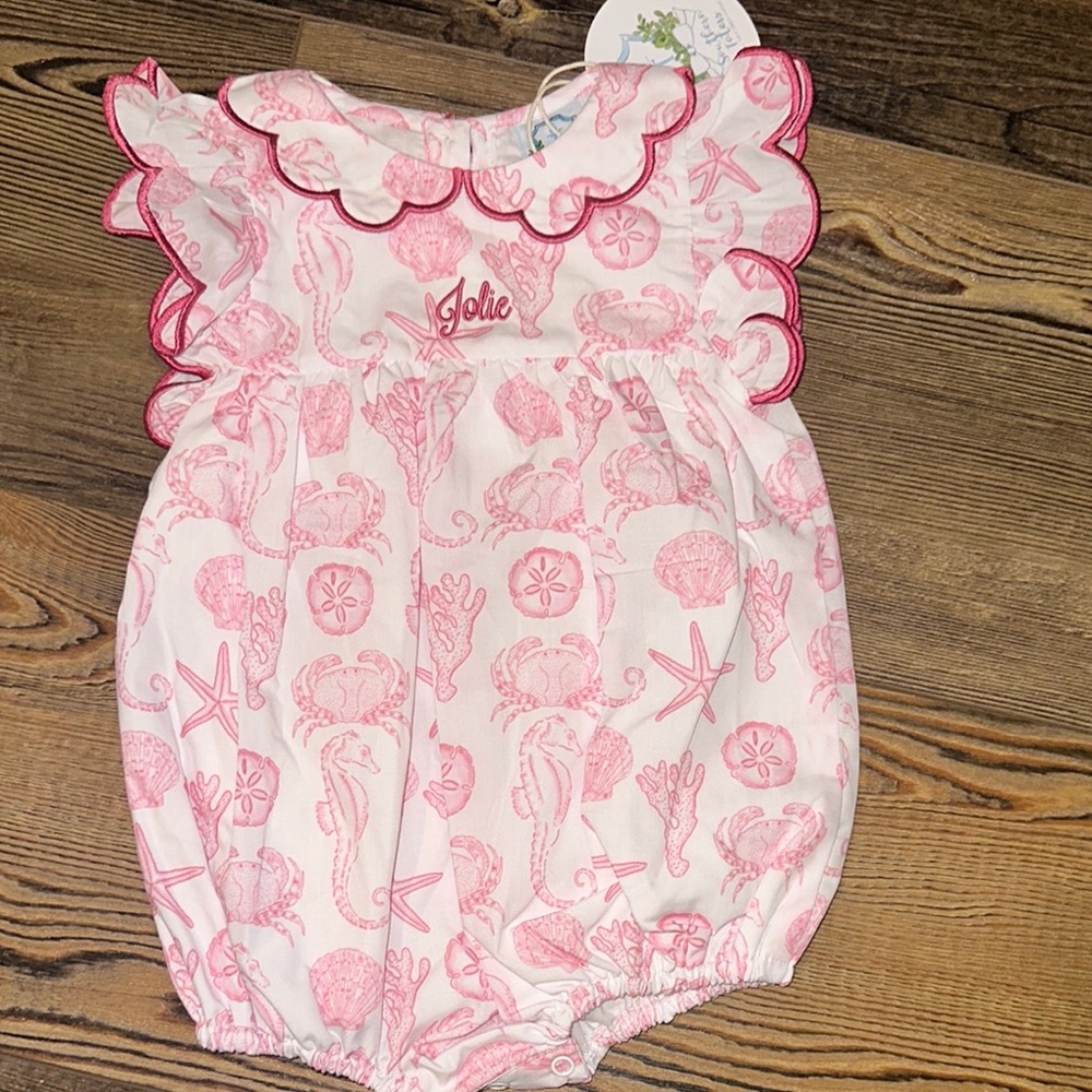 Jolie Pink Seashell Print Kids One Piece